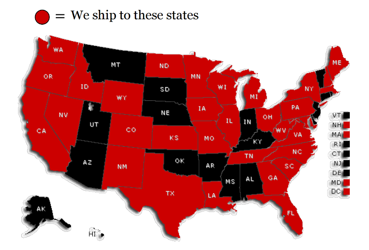 Chateau Morrisette ships to these states