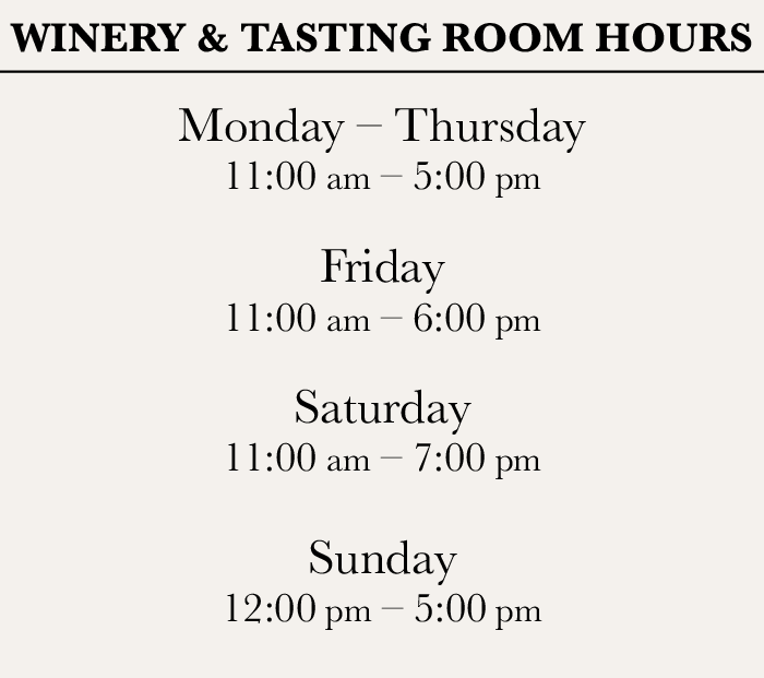 Winery and tasting room hours