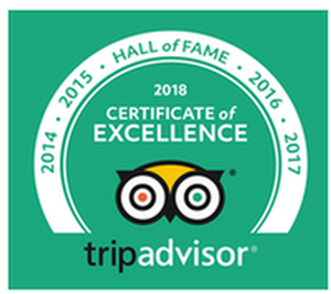 2018 TripAdvisor Hall of Fame Certificate of Excellence